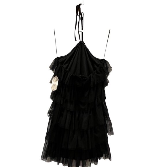 Altar'd State Tiered Tulle Halter Mini Dress, NWT, Black, S - Picture 4 of 9